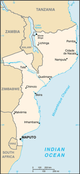 mapa mozambique